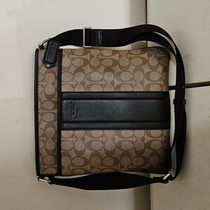 Coach Signature Brown and Black Messenger Bag